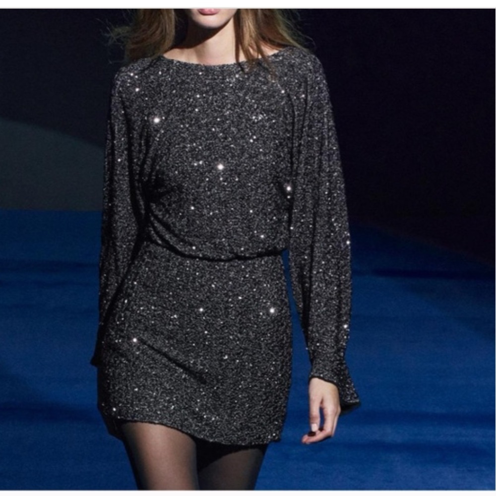 Elegant Black SEQUIN MINI Glitter Dress